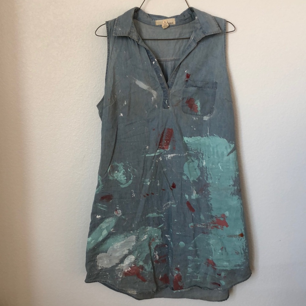 Jean Dress with Paint